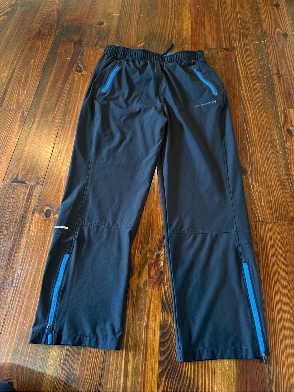 Free Country Black Joggers with Blue Zipper Accents